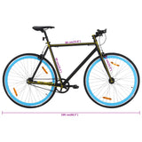 Bicicletta a Scatto Fisso Nera e Blu 700c 59 cm