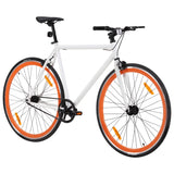 Bicicletta a Scatto Fisso Bianca e Arancione 700c 51 cm