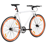 Bicicletta a Scatto Fisso Bianca e Arancione 700c 51 cm