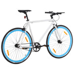 Bicicletta a Scatto Fisso Bianca e Blu 700c 51 cm