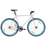 Bicicletta a Scatto Fisso Bianca e Blu 700c 55 cm