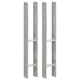 Picchetti per Recinzione 2 pz Argento 8x6x60 cm Acciaio Zincato