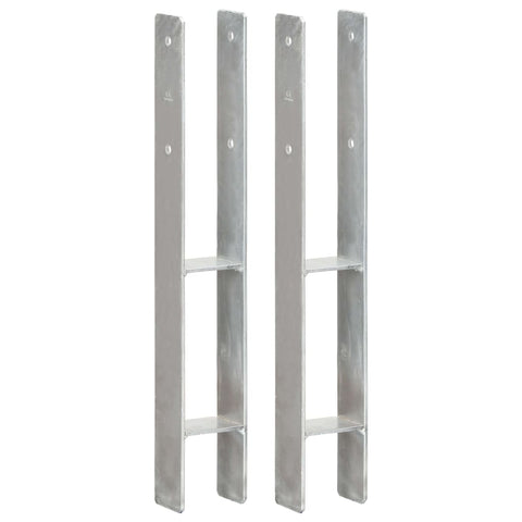 Picchetti per Recinzione 2 pz Argento 8x6x60 cm Acciaio Zincato