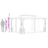 Gazebo con Rete 300x400x265 cm Crema