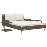 Lettino Prendisole per 2 Persone con Cuscini Polyrattan Marrone