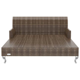 Lettino Prendisole per 2 Persone con Cuscini Polyrattan Marrone