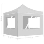 Gazebo Pieghevole con Pareti Alluminio 2x2 m Bianco