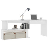 Scrivania ad Angolo Bianca 200x50x76 cm in Legno truciolato
