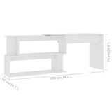 Scrivania ad Angolo Bianca 200x50x76 cm in Legno truciolato
