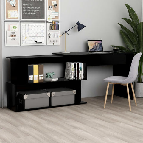 Scrivania ad Angolo Nera 200x50x76 cm in Legno truciolato