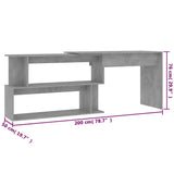 Scrivania Angolo Grigio Cemento 200x50x76 cm Legno truciolato