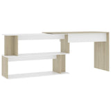 Scrivania ad Angolo Bianca Rovere Sonoma 200x50x76 truciolato