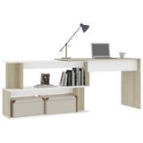 Scrivania ad Angolo Bianca Rovere Sonoma 200x50x76 truciolato