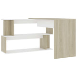 Scrivania ad Angolo Bianca Rovere Sonoma 200x50x76 truciolato