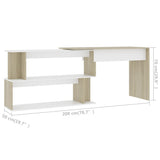 Scrivania ad Angolo Bianca Rovere Sonoma 200x50x76 truciolato