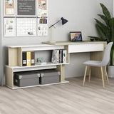 Scrivania ad Angolo Bianca Rovere Sonoma 200x50x76 truciolato