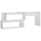 Scrivania Angolo Bianco Lucido 200x50x76 cm Legno truciolato