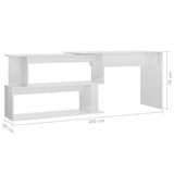 Scrivania Angolo Bianco Lucido 200x50x76 cm Legno truciolato