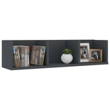 Scaffale Porta CD a Parete Grigio 75x18x18 cm Legno truciolato