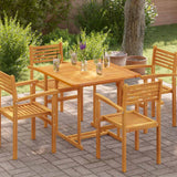 Piano del Tavolo Legno Massello di Teak Quadrato 90x90x2,5 cm