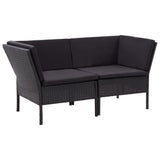 Set Divani da Giardino 6 pz con Cuscini in Polyrattan Nero