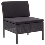 Set Divani da Giardino 6 pz con Cuscini in Polyrattan Nero