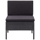Set Divani da Giardino 6 pz con Cuscini in Polyrattan Nero