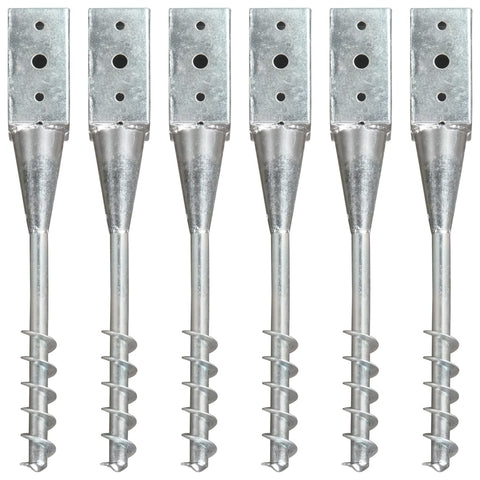 Picchetti di Terra 6 pz Argento 7x7x56 cm in Acciaio Zincato