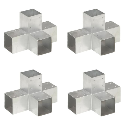 Connettori per Pali a Forma di X 4 pz in Metallo Zincato 91x91 mm