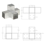 Connettori per Pali a Forma di X 4 pz in Metallo Zincato 91x91 mm