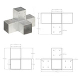 Connettori per Pali a Forma di X 4 pz in Metallo Zincato 91x91 mm