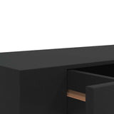 Mensola a Muro Galleggianti con Cassetto Nera 48x25x8 cm