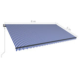 Tenda da Sole Retrattile Automatica 600x300 cm Blu e Bianca