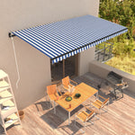 Tenda da Sole Retrattile Automatica 600x300 cm Blu e Bianca