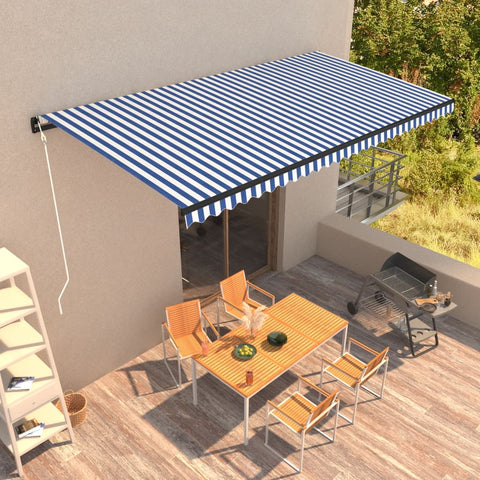 Tenda da Sole Retrattile Automatica 600x300 cm Blu e Bianca