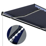 Tenda con Sensore Vento e LED 500x300 cm Blu e Bianca