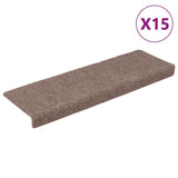 Tappetini per scale autoadesivi 15 pz 65x21x4 cm Marrone Chiaro Bordo rettangolare