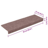 Tappetini per scale autoadesivi 15 pz 65x21x4 cm Marrone Chiaro Bordo rettangolare