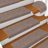 Tappetini per scale autoadesivi 15 pz 65x21x4 cm Marrone Chiaro Bordo rettangolare