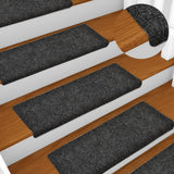 Tappetini per scale autoadesivi 15 pz 65x21x4 cm Grigio Scuro bordo rettangolare