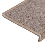 Tappetini per scale 15 pz 65x21x4 cm Marrone chiaro Bordo rettangolare