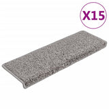 Tappetini per scale 15 pz 65x21x4 cm Grigio Bordo rettangolare