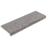 Tappetini per scale 15 pz 65x21x4 cm Grigio Bordo rettangolare