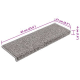 Tappetini per scale 15 pz 65x21x4 cm Grigio Bordo rettangolare