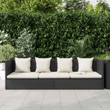 Lettino da Giardino con Cuscini in Polyrattan Nero