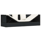 Lettino da Giardino con Cuscini in Polyrattan Nero