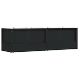 Lettino da Giardino con Cuscini in Polyrattan Nero