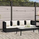 Lettino da Giardino con Cuscini in Polyrattan Nero