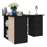Scrivania ad Angolo Nera 145x100x76 cm in Legno truciolato