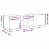 Mobile Porta TV Grigio Cemento 120x34x37cm in Legno truciolato